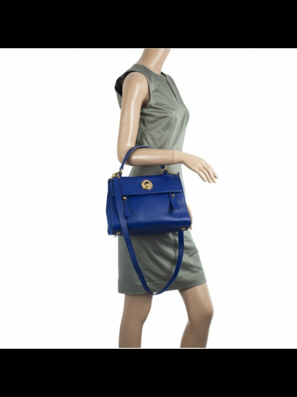 Saint Laurent Paris Blue Granulated Calf Leather New Muse 2 Bag - Picture 2 of 12